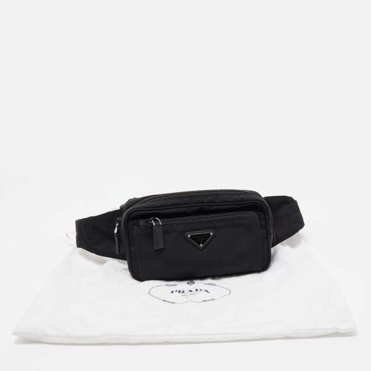 Pre Owned Prada Black Re-Nylon Belt Bag