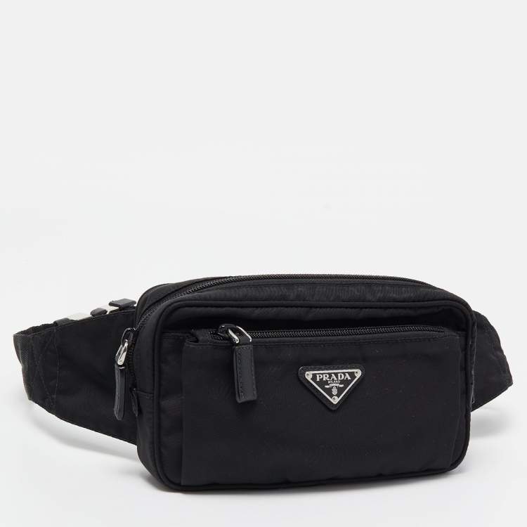 Pre Owned Prada Black Re-Nylon Belt Bag