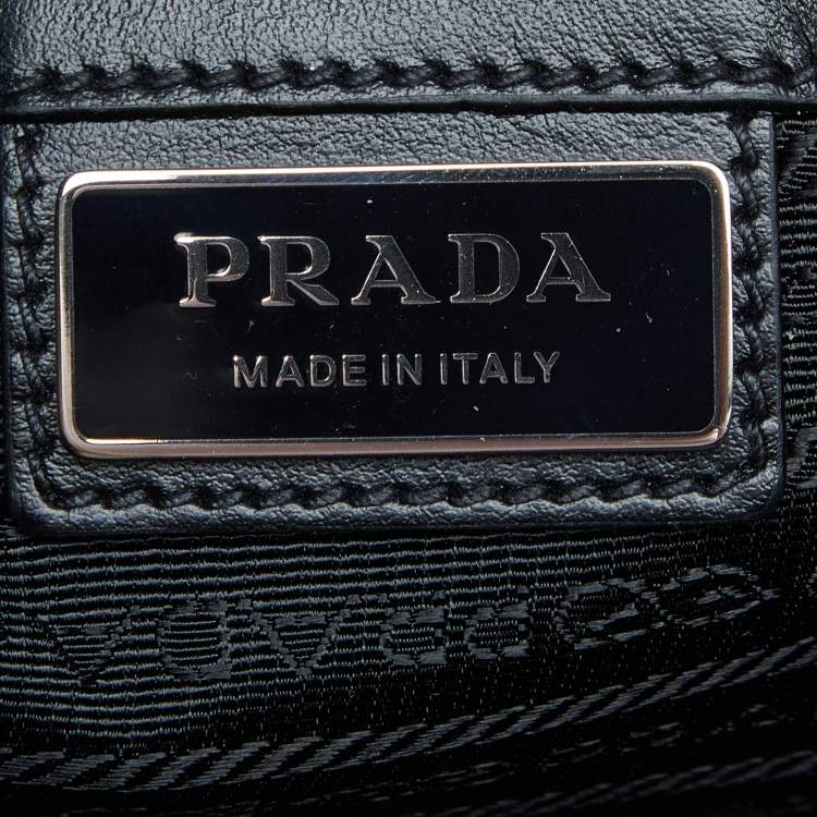 Pre Owned Prada Navy Blue Saffiano Leather Zip Wristlet Pouch