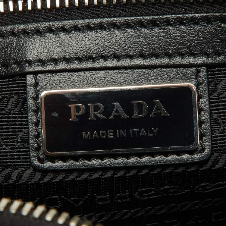 Pre Owned Prada Black Saffiano Leather Wristlet Zip Pouch