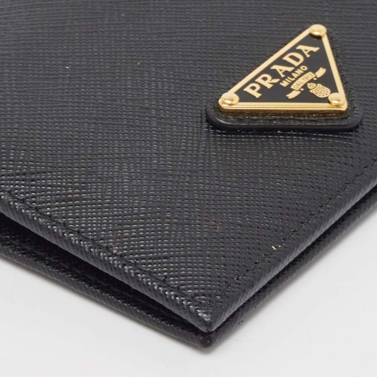 Pre Owned Prada Black Leather Bifold Wallet