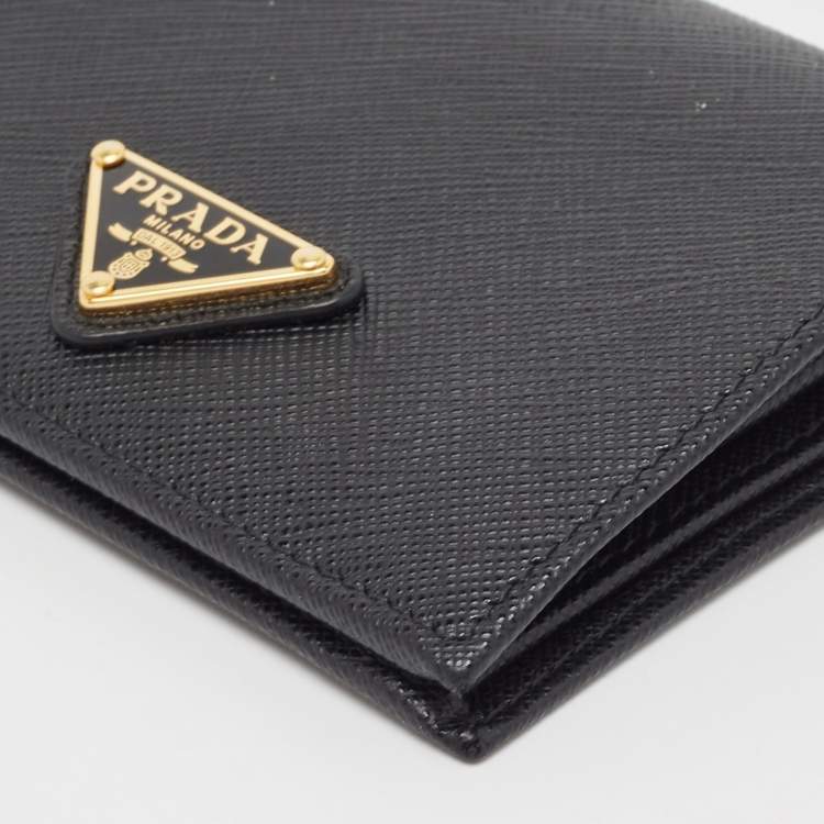 Pre Owned Prada Black Leather Bifold Wallet