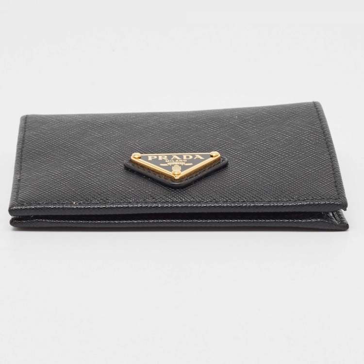 Pre Owned Prada Black Leather Bifold Wallet