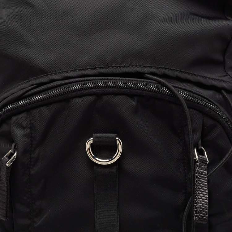 Pre Owned Prada Black Nylon Drawstring Backpack