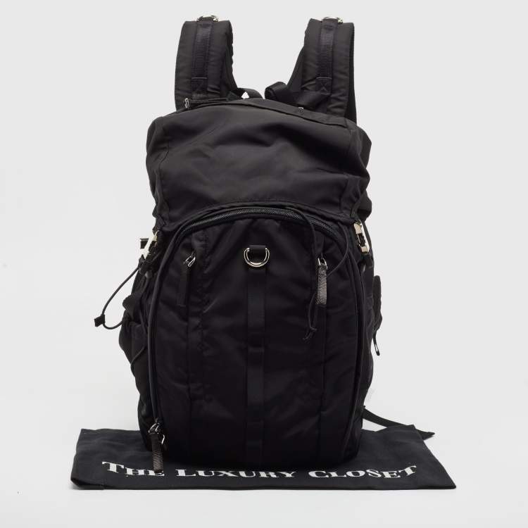 Pre Owned Prada Black Nylon Drawstring Backpack