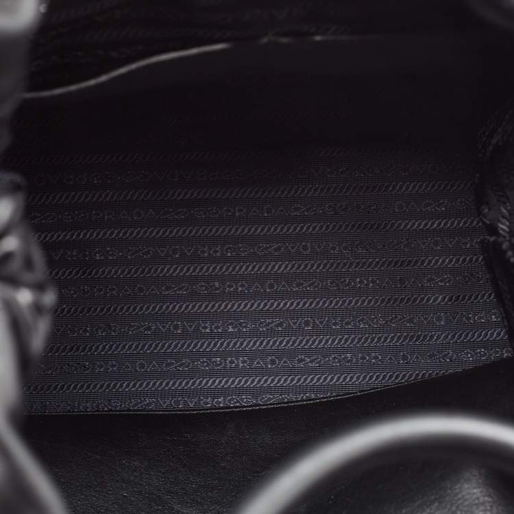 Pre Owned Prada Black Soft Leather Drawstring Backpack