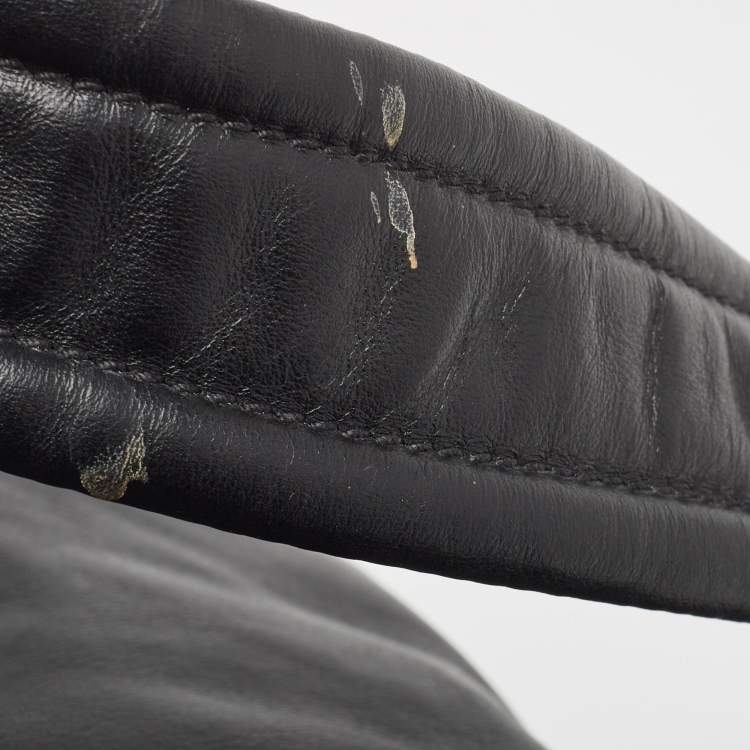 Pre Owned Prada Black Soft Leather Drawstring Backpack