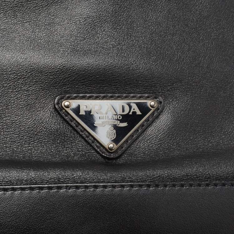 Pre Owned Prada Black Soft Leather Drawstring Backpack
