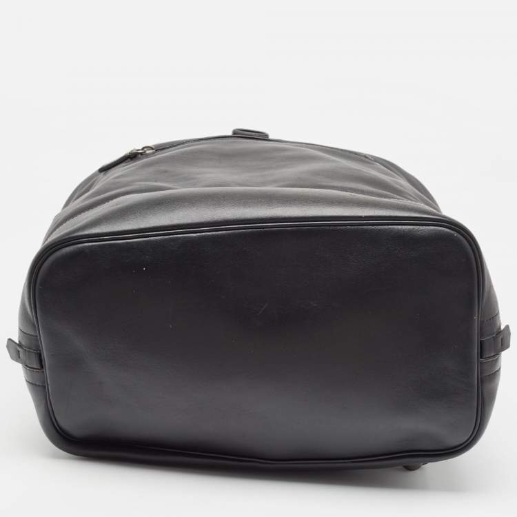 Pre Owned Prada Black Soft Leather Drawstring Backpack