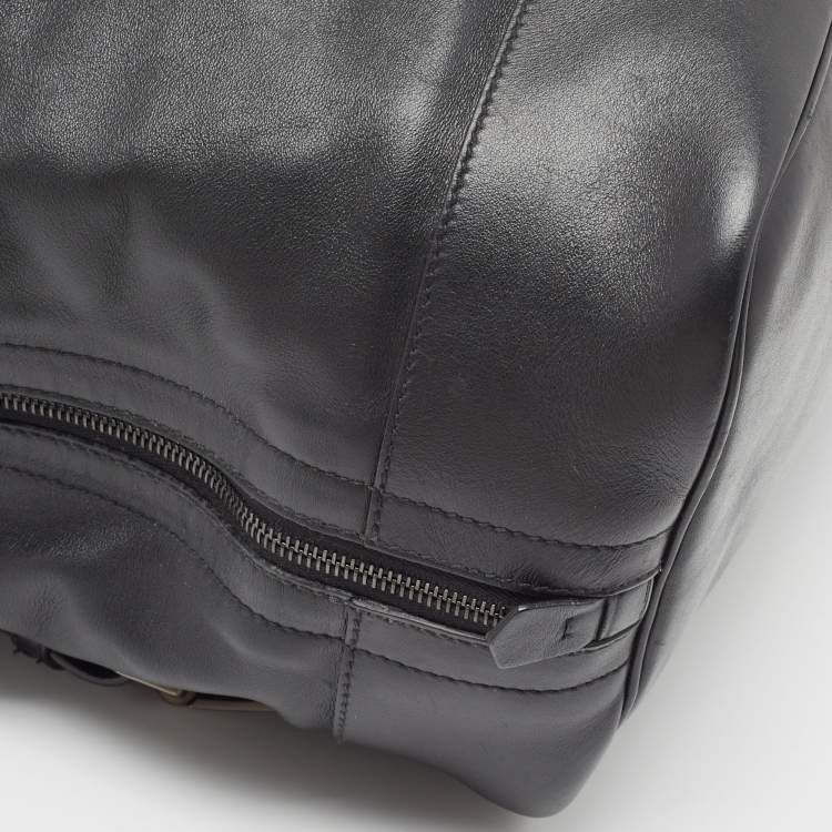 Pre Owned Prada Black Soft Leather Drawstring Backpack