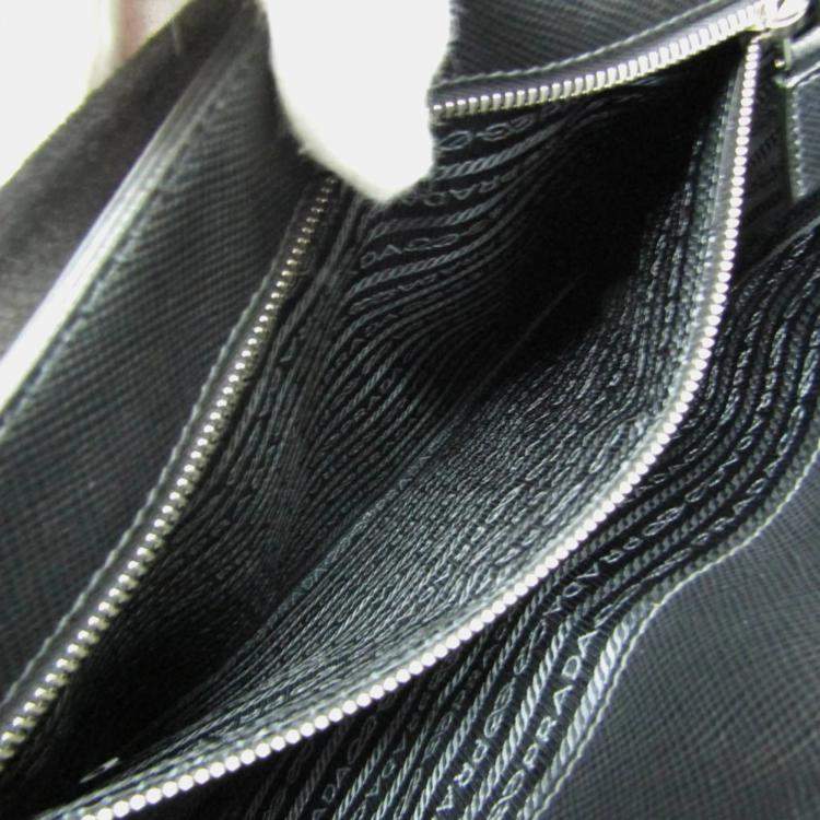 Pre Owned Prada Nero Saffiano Cuir Leather Messenger Bag