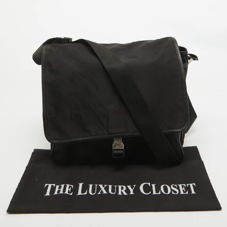 Pre Owned Prada Black Nylon and Leather Messenger Bag