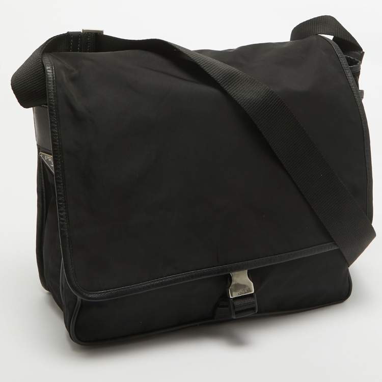 Pre Owned Prada Black Nylon and Leather Messenger Bag