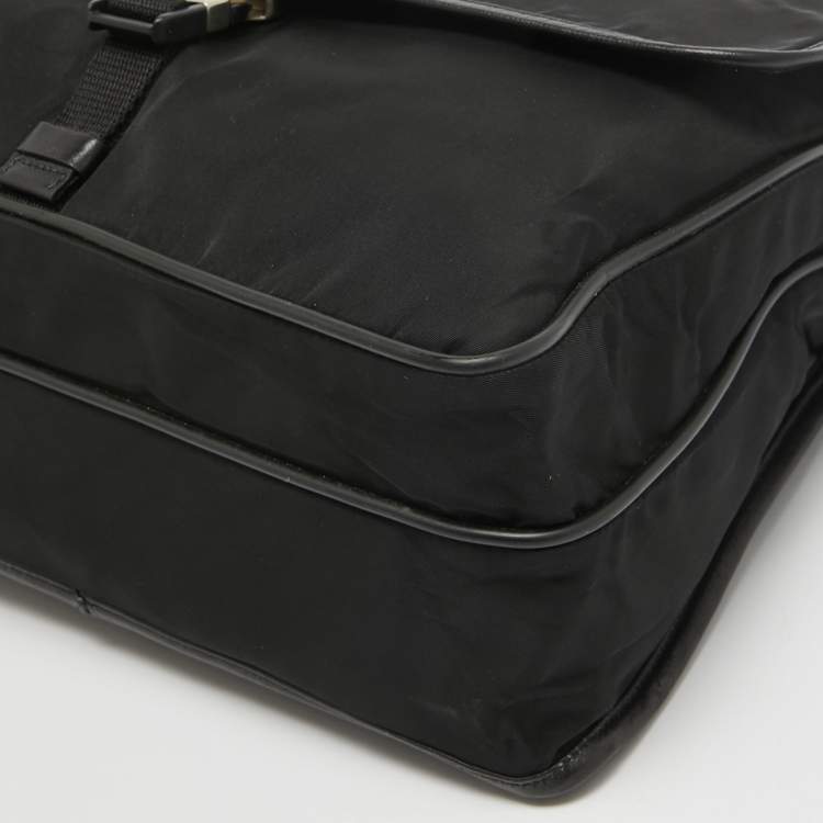 Pre Owned Prada Black Nylon and Leather Messenger Bag