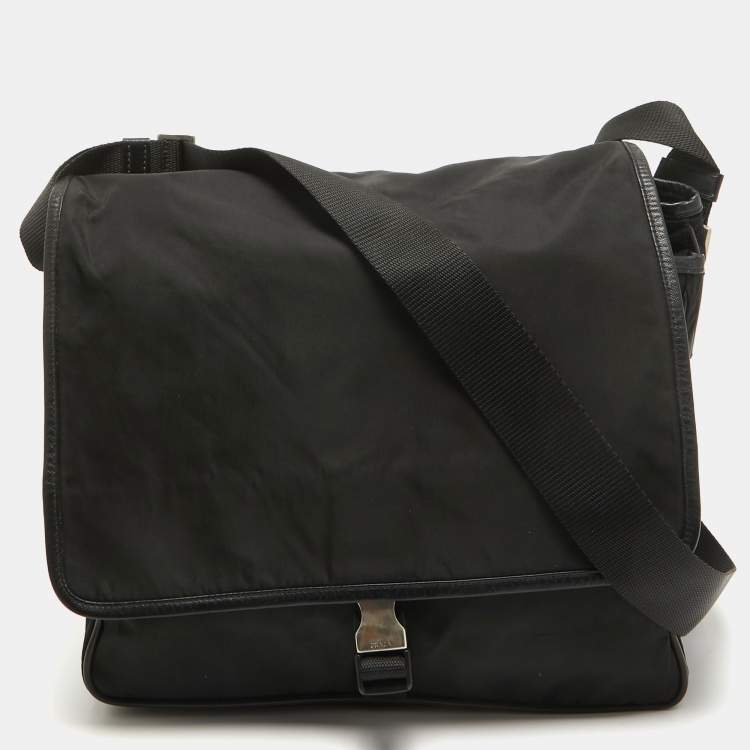 Pre Owned Prada Black Nylon and Leather Messenger Bag