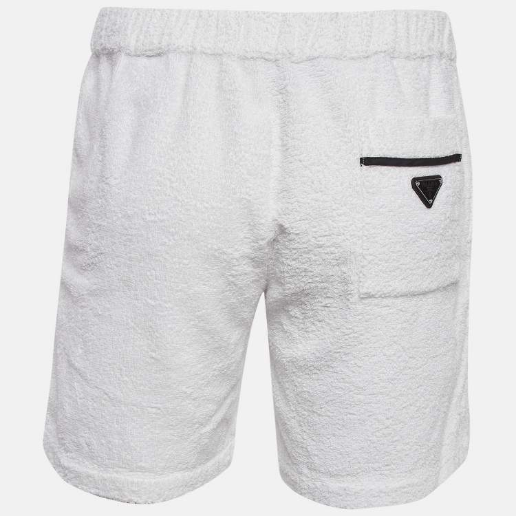 Pre Owned Prada White Terry Cotton Shorts L