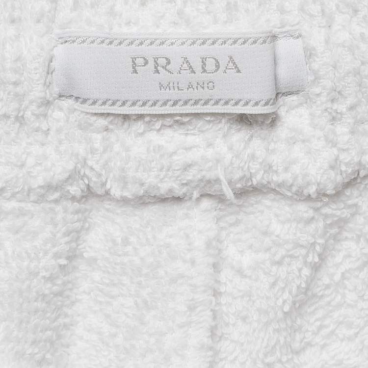 Pre Owned Prada White Terry Cotton Shorts L