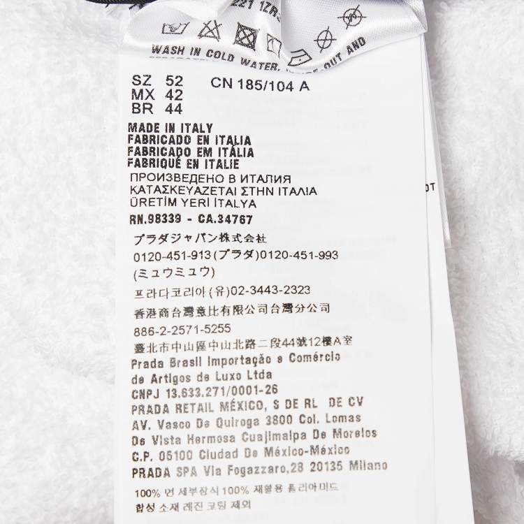 Pre Owned Prada White Terry Enameled Metal Logo Hoodie Jacket XL