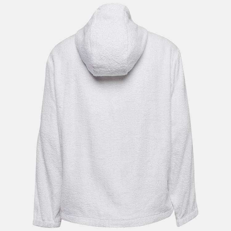Pre Owned Prada White Terry Enameled Metal Logo Hoodie Jacket XL