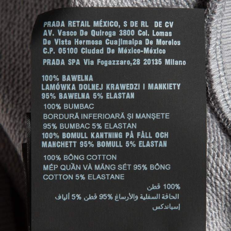 Pre Owned Prada Grey Printed Cotton Knit Hoodie Jacket M