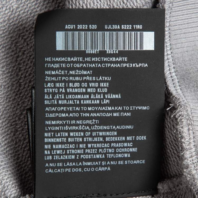 Pre Owned Prada Grey Printed Cotton Knit Hoodie Jacket M