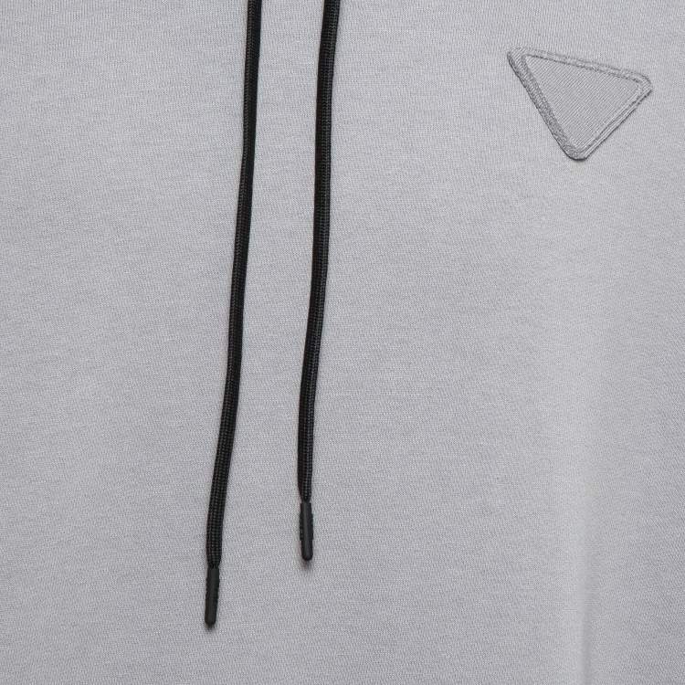 Pre Owned Prada Grey Printed Cotton Knit Hoodie Jacket M