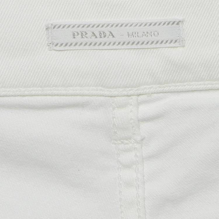 Pre Owned Prada White Denim Slim Fit Jeans L Waist 34"