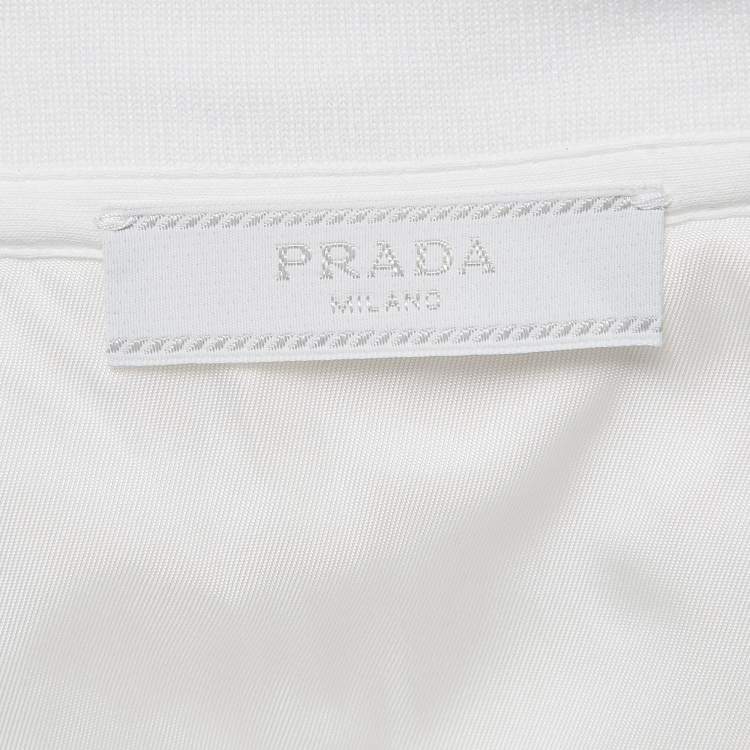 مملوكة مسبقًا Prada White Triangle Logo Pocket Detail Cotton T-Shirt XL