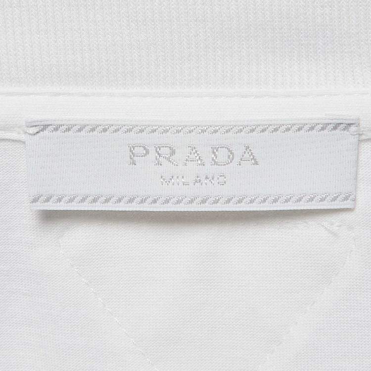 Pre Owned Prada White Printed Cotton T-Shirt M