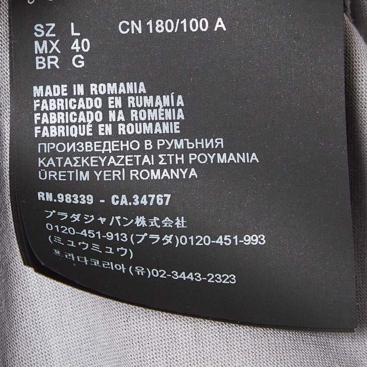 Pre Owned Prada Grey Printed Cotton Jersey T-Shirt L