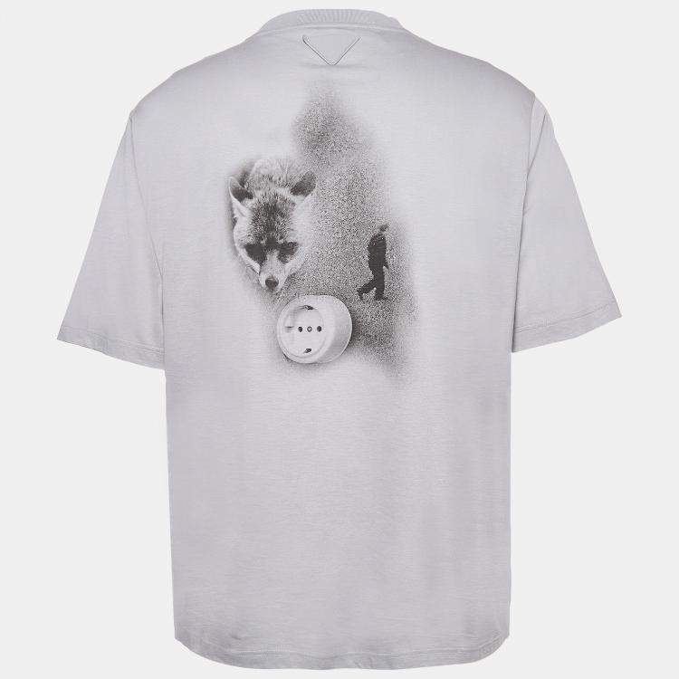 【関税&送料込】Prada Grey Cotton T-Shirt Grey Cotton T-shirt | PRADA