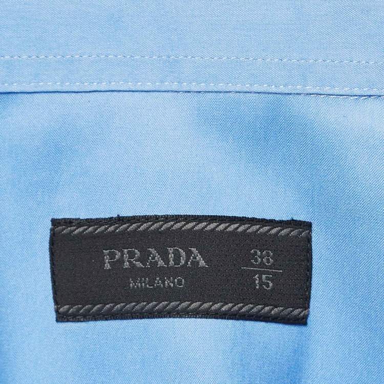 مملوكة مسبقًا Prada Blue Stretch Cotton Long Sleeve Shirt S