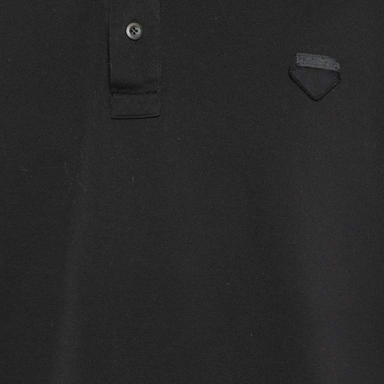 مملوكة مسبقًا Prada Black Cotton Pique Polo T-Shirt 3XL