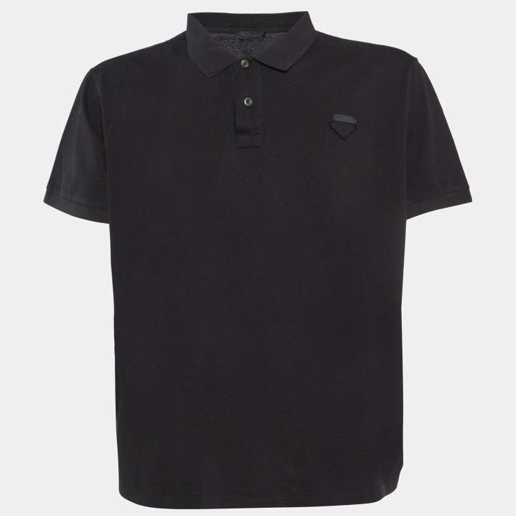 مملوكة مسبقًا Prada Black Cotton Pique Polo T-Shirt 3XL