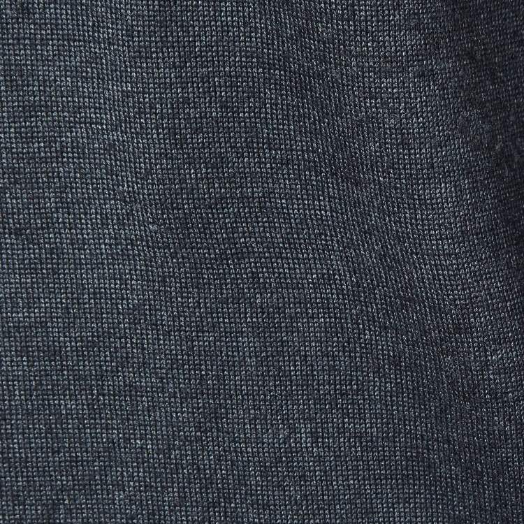 Pre Owned Prada Grey Wool Blend Knit V-Neck Sweater L