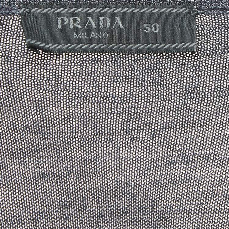 Pre Owned Prada Grey Wool Blend Knit V-Neck Sweater L