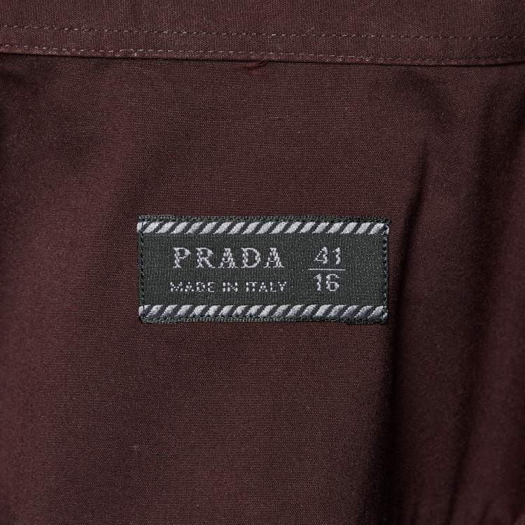 Pre Owned Prada Brown Stretch Cotton Long Sleeve Shirt L