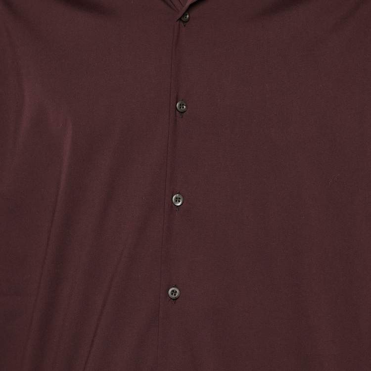 Pre Owned Prada Brown Stretch Cotton Long Sleeve Shirt L