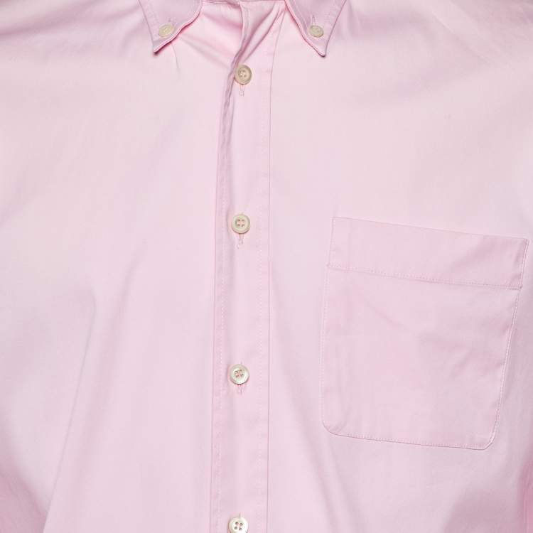 Pre Owned Prada Pink Stretch Cotton Button Down Shirt M