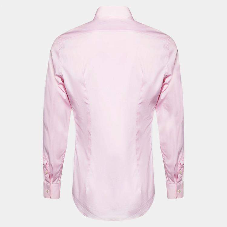 Pre Owned Prada Pink Stretch Cotton Button Down Shirt M