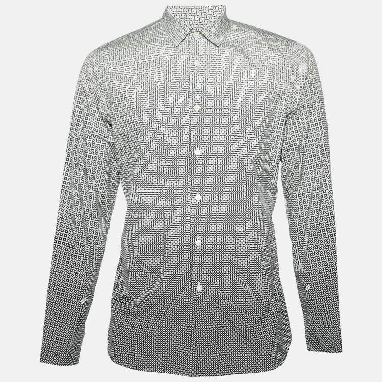 مملوكة مسبقًا Prada Monochrome Printed Cotton Long Sleeve Shirt M