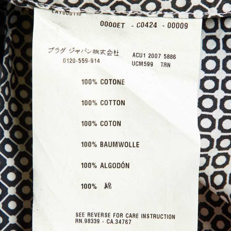 مملوكة مسبقًا Prada Monochrome Printed Cotton Long Sleeve Shirt M
