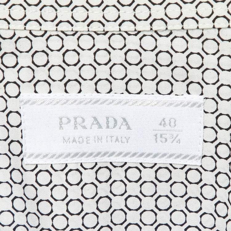 مملوكة مسبقًا Prada Monochrome Printed Cotton Long Sleeve Shirt M