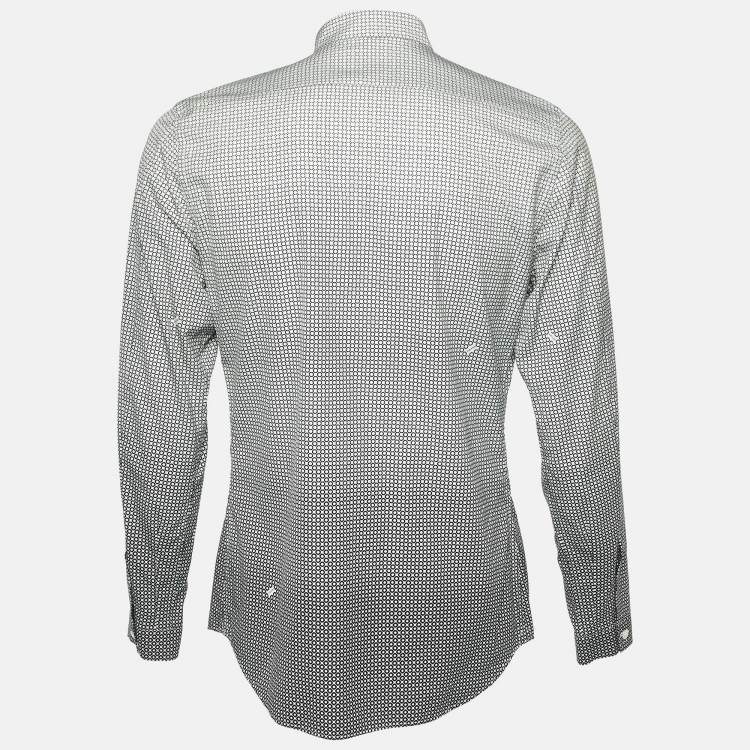 مملوكة مسبقًا Prada Monochrome Printed Cotton Long Sleeve Shirt M