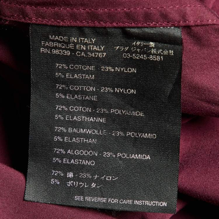 Pre Owned Prada Burgundy Stretch Cotton Long Sleeve Shirt M