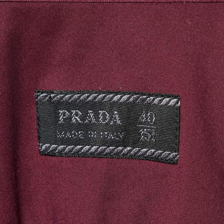 Pre Owned Prada Burgundy Stretch Cotton Long Sleeve Shirt M