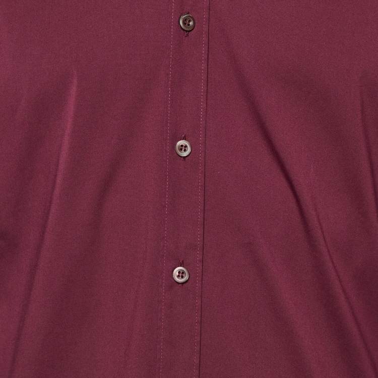 Pre Owned Prada Burgundy Stretch Cotton Long Sleeve Shirt M