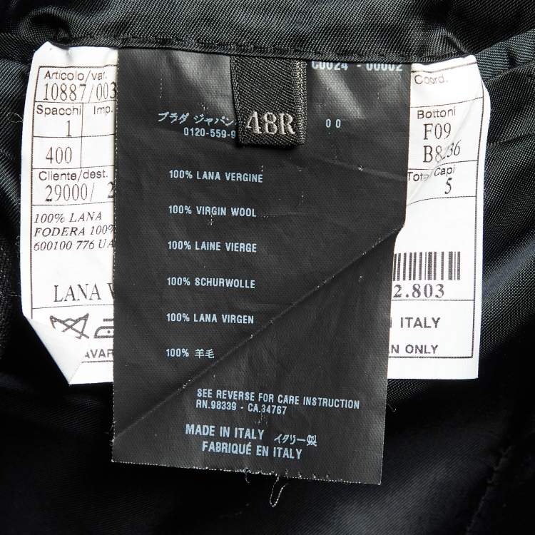 Pre Owned Prada Charcoal Grey Pinstriped Wool Tailored Suit M