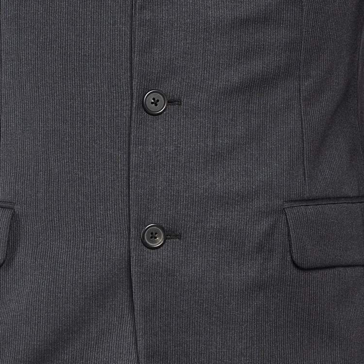 Pre Owned Prada Charcoal Grey Pinstriped Wool Tailored Suit M