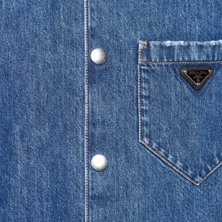 Pre Owned Prada Blue Denim Boxy Fit Short Sleeve Shirt S